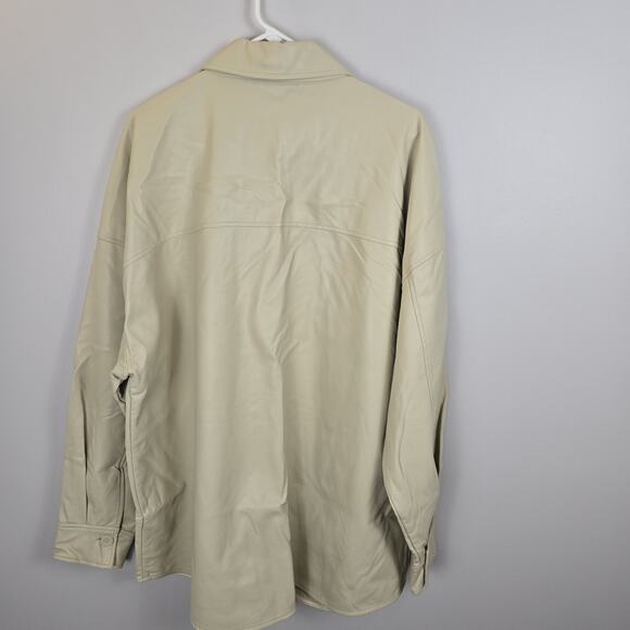 Grace + Karma Vegan Leather Shacket Woman's PLUS 3X Button Front Ivory Jacket - Picture 4 of 5